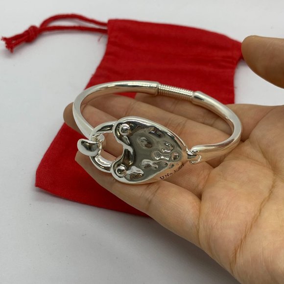 UNO de 50 Bracelet - Heart Lock Hinged Bracelet Silver-Plated Bead Unisex - Picture 1 of 9